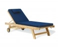 garden wooden lounger with cushion