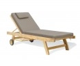 Teak Sun Lounger Fixed Leg with FREE Cushion