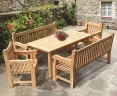 Balmoral Teak Rectangular Table 1.8m, Benches & Chairs