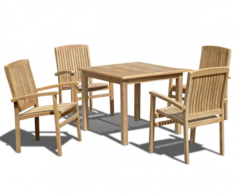 Sandringham 4 Seater Garden Table And Stackable Chairs Set