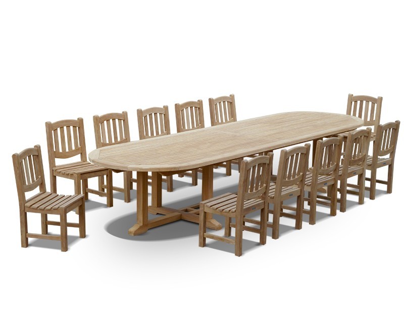 Large Teak Dining Set with Hilgrove Oval 4m Table & 12 ...