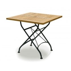 Teak Folding Bistro Square 0.8m Table & 4 Side Chairs