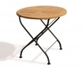 Teak Folding Bistro Round 0.8m Table & 4 Armchairs Dining Set