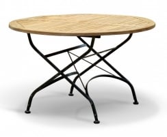Teak Folding Bistro Round 1.2m Table & 4 Side Chairs