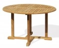 Canfield Round 1.2m Table & 4 Yale Stacking Chairs, Teak Patio Set