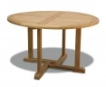 Canfield Round 1.3m Table & 4 Bali Stacking Chairs, Teak Patio Set