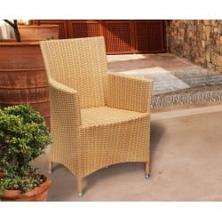 Eclipse Round Glass-Top 1.2m Table & 4 Riviera Armchairs, Rattan Set