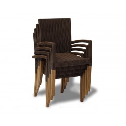 Sandringham Square 0.9m Table & 4 St. Tropez Stacking Chairs Set
