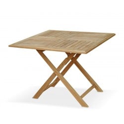 Teak Garden Dining Set with Folding Square Table & 4 Stacking Chairs