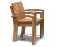 Canfield Round 1.2m Table & 4 Monaco Stacking Chairs, Teak Patio Set