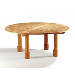 Titan 6ft Solid Garden Table, Teak, round leg – 1.8m