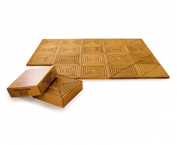 Set of 4 Teak Decking Tiles – Patterned