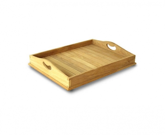 Teak Serving Tray, straight slats