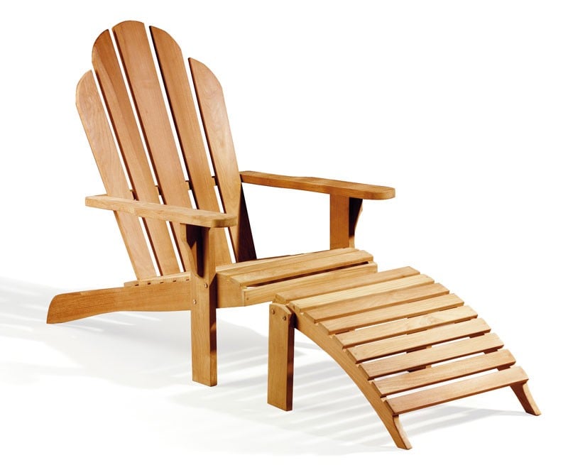 Deluxe Adirondack Chair, Teak wood with leg rest