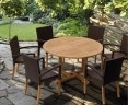 Canfield Round 1.3m Teak Table & St. Tropez Rattan Stacking Chairs