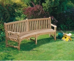 Connaught Teak Curved Park Bench - 2.2m