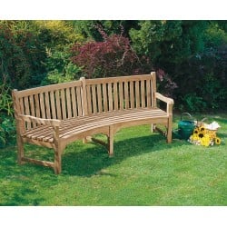 Connaught Teak Curved Park Bench - 2.2m