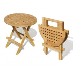 Small Folding Picnic Table, Round, chessboard slats