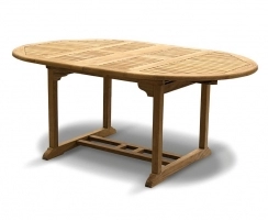 Brompton Teak Extending Garden Table, Double Leaf, Oval – 1.2 - 1.8m