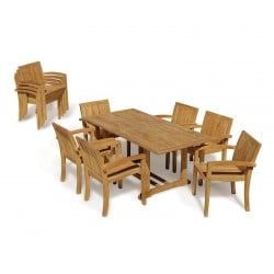 Hilgrove Rectangular 1.5m Table & 6 Monaco Stacking Chairs
