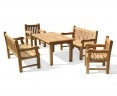 Balmoral Teak Dining Set w/ Rectangular 1.5m Table, Benches & Chairs