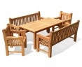 Balmoral Teak Dining Set w/ Rectangular 1.8m Table, Benches & Chairs