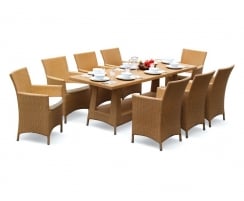 Riviera Rattan Dining Set with Rectangular 2.2m Table & 8 Armchairs