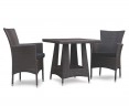 Riviera Rattan Set with Square 0.8m Table & 2 Armchairs, Black, Loom