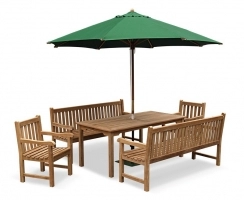Sandringham Rectangular 1.8m Table & Windsor Benches & Chairs Set