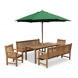 Sandringham Rectangular 1.8m Table & Windsor Benches & Chairs Set
