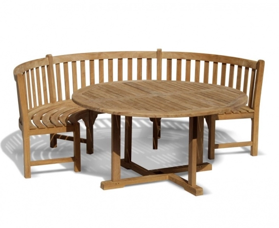 Canfield Round 1.2m Table & Henley Curved Bench, Teak Dining Set