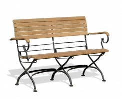 Folding Bistro Bench with Arms, Black – 1.2m