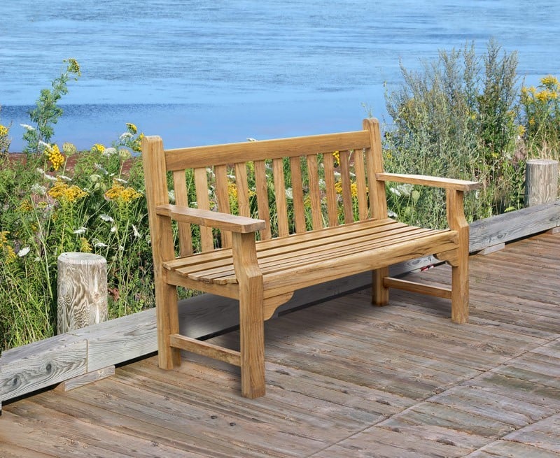 Taverners Teak 4ft Solid Wood Garden Bench – 1.2m