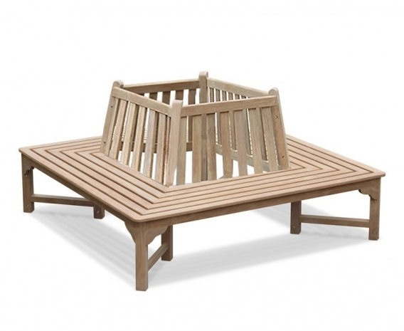 Teak Square Tree Bench – 1.8m