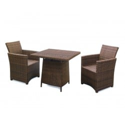 Eclipse Rattan Patio Dining Set with Square 0.8m Table & 2 Armchairs