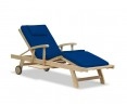 Luxury Teak Sun Lounger with arms and cushion