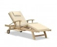 Luxury Teak Sun Lounger with arms and cushion