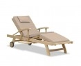 Luxury Teak Sun Lounger with arms and cushion