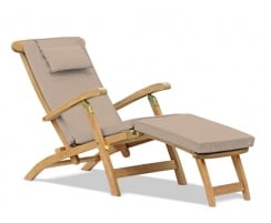 Halo Teak Steamer Chair, Brass fittings & Cushion