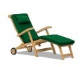 Halo Teak Steamer Chair with wheels and cushion