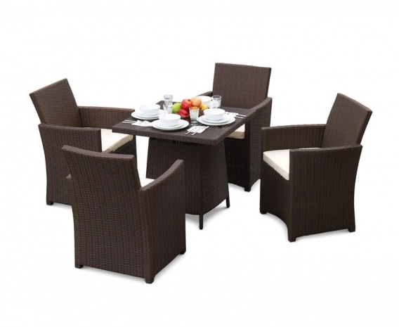 Eclipse Rattan Patio Dining Set with Square 0.8m Table & 4 Armchairs