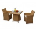 Eclipse Rattan Patio Dining Set with Square 0.8m Table & 2 Armchairs