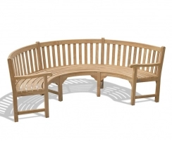 Henley Semi-Circular Bench with arms, Curved Teak Bench