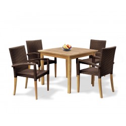 Sandringham Square Garden Table and 4 St. Tropez Stacking Chairs Set