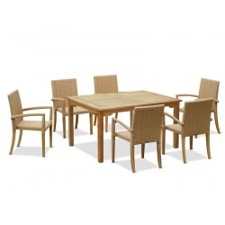 Sandringham Rectangular 1.5m Table & 6 St. Tropez Stacking Chairs