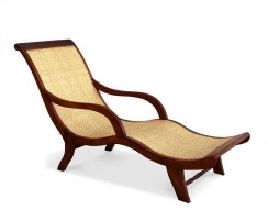 Capri Chaise Lounge, Reclaimed teak and natural rattan