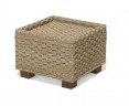 Seagrass Cube Side Table, Glass-topped Side Table