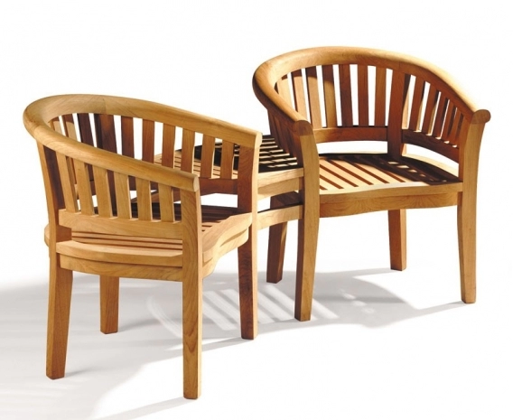 Contemporary Jack and Jill Bench, Teak Companion Seat