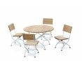 Bistro Round 1.2m Table & 4 Side Chairs Set, Satin White Frame