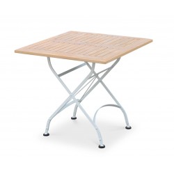 Folding Garden Bistro Table, Square, Satin White – 0.8m